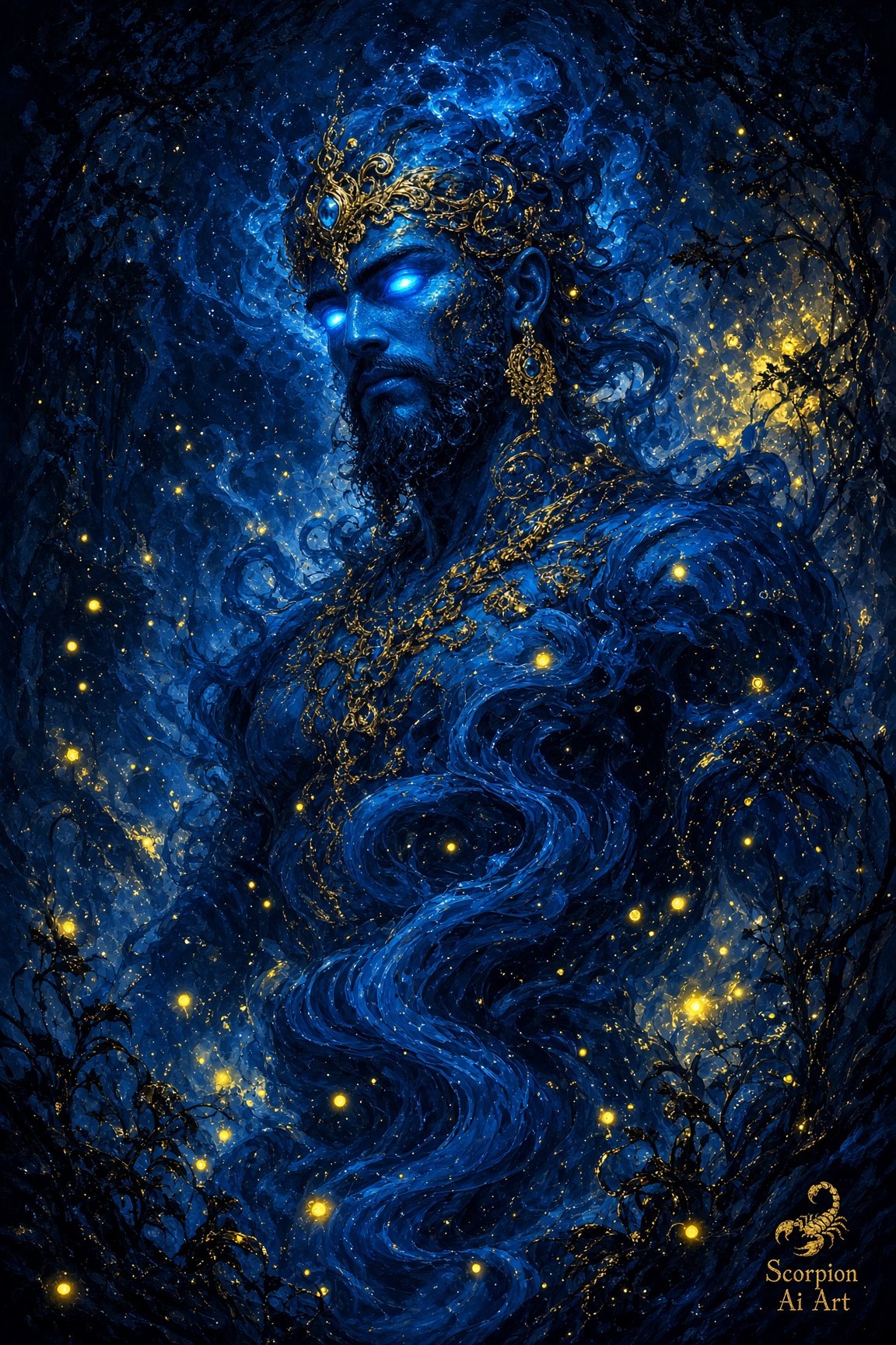Genie • Deep Blue • Fireflies #AugJedAi #synthart My New #BeautifulChaos Art style Do you like it?