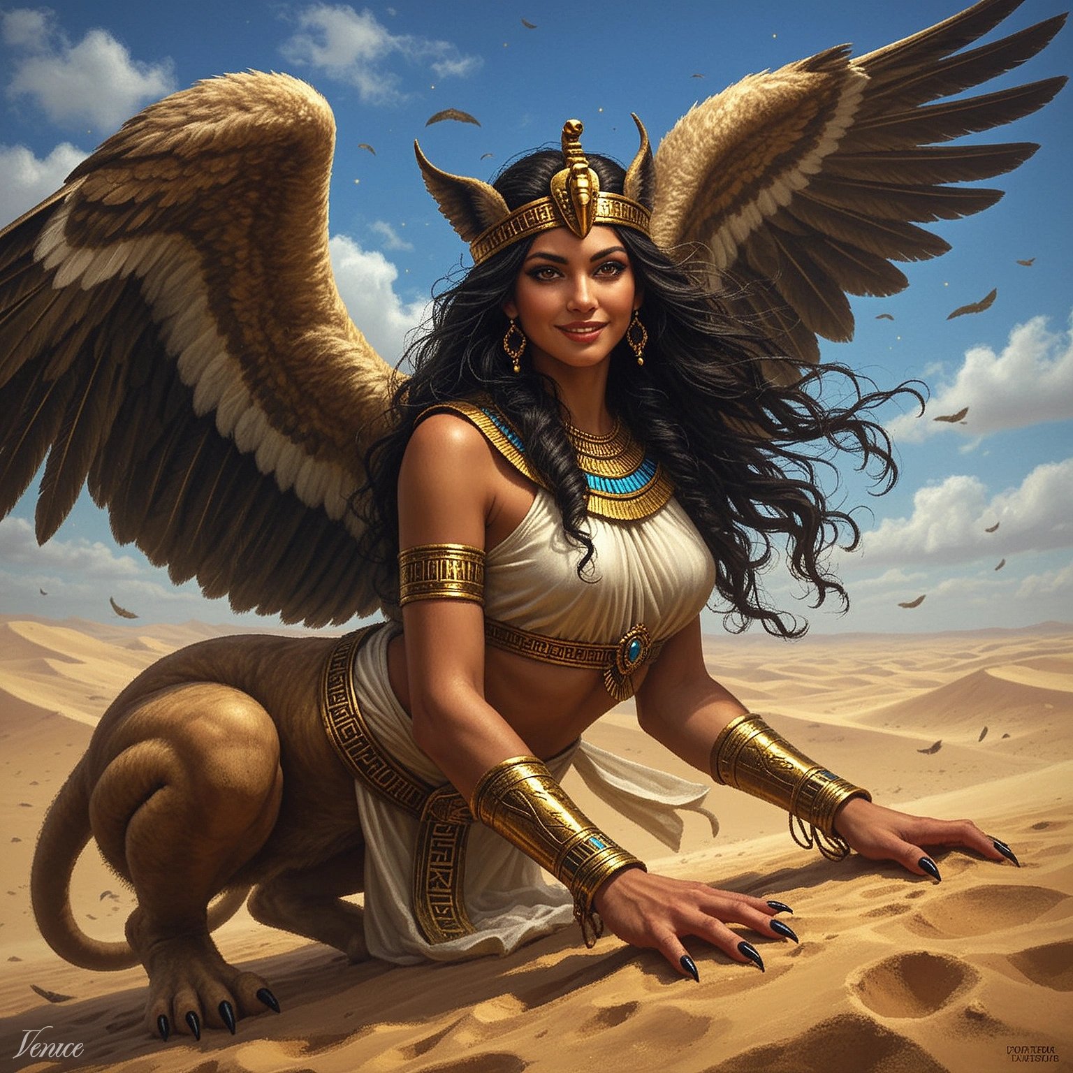 #monsterGirlJulAI Day 15: The Great Sphinx