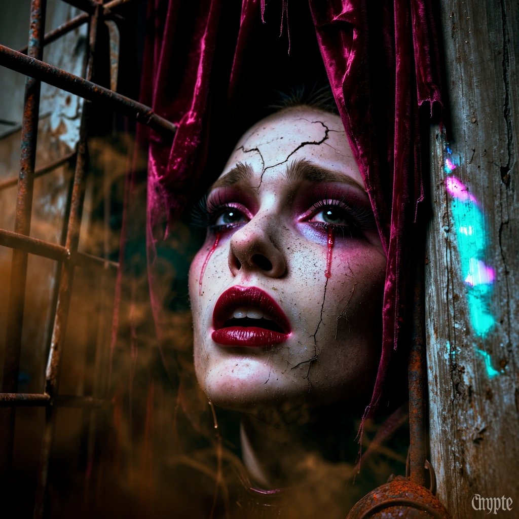 Cracked flesh. Tears of blood on crimson velvet. A captive of my own fragments, I still breathe, for…