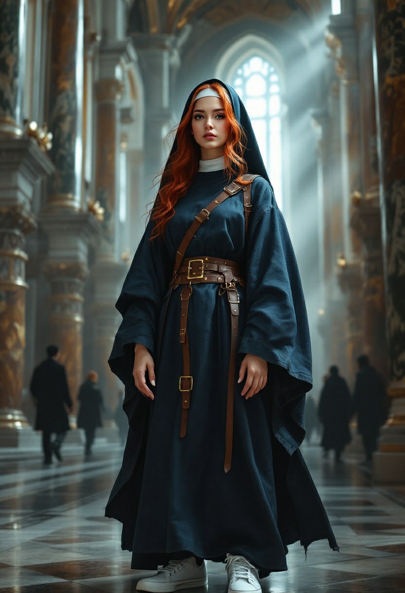 Denim Nun #nunday A habit made from repurposed jeans- what a concept. Nothing wasted, or perhaps som…