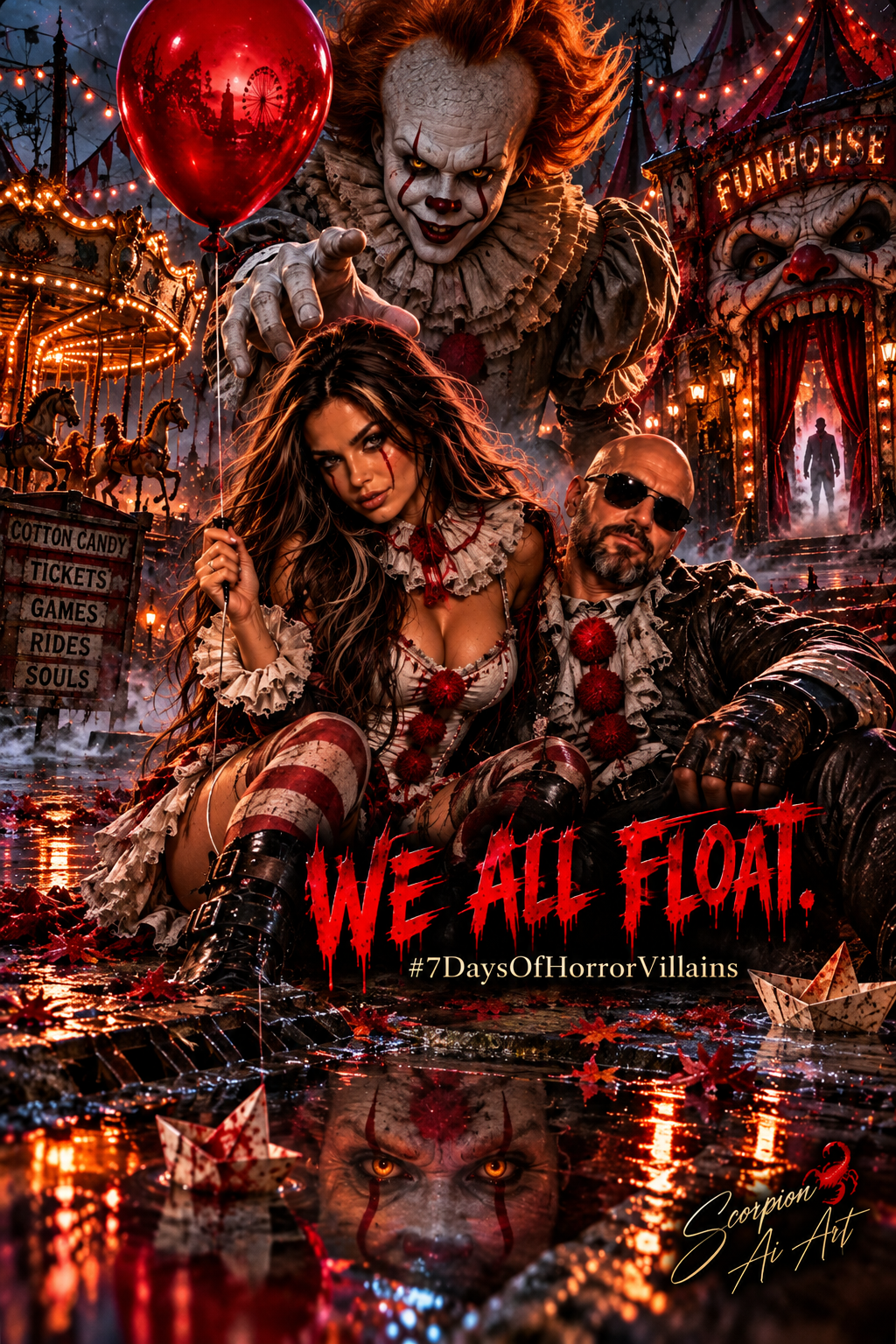 🎈 Day 3: Pennywise Down here, creativity floats. Dive into the twisted carnival of fear and bring yo…