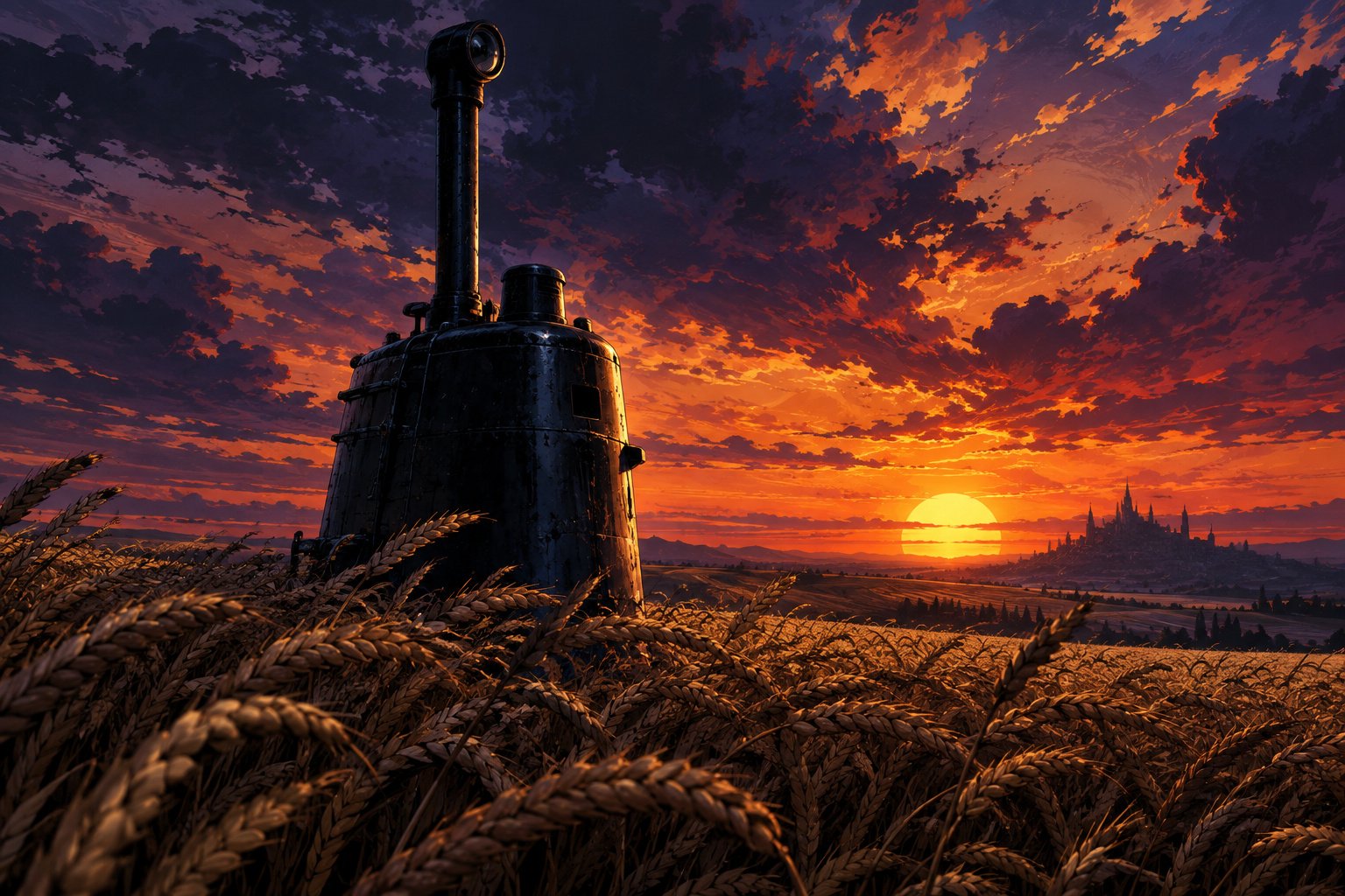 A submarine Surfacing In A Wheat Field #Dailyspark