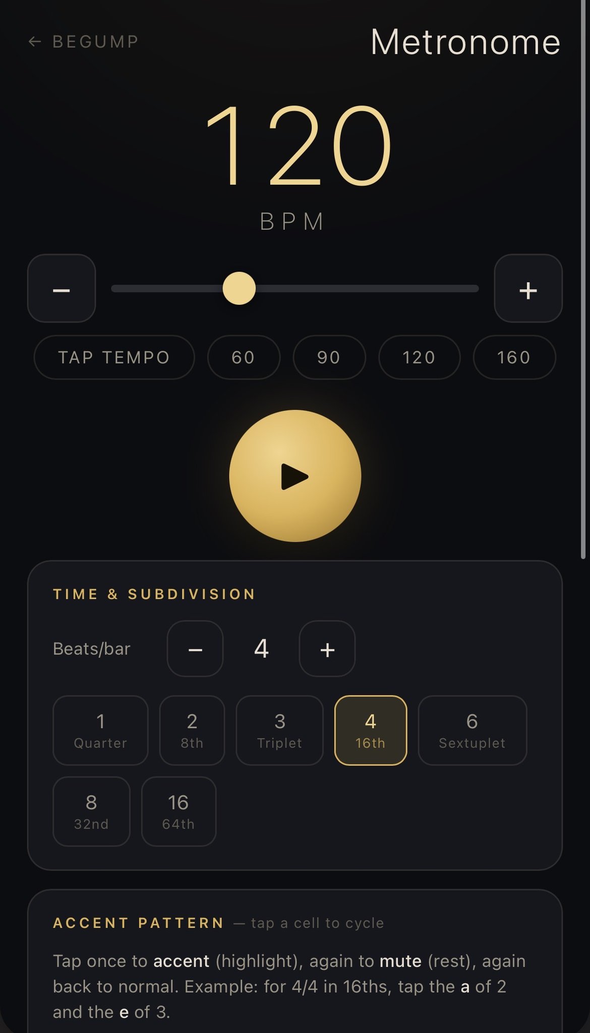 Built a free metronome. Subdivisions with accenting in any time signature up to 64ths. Also included…