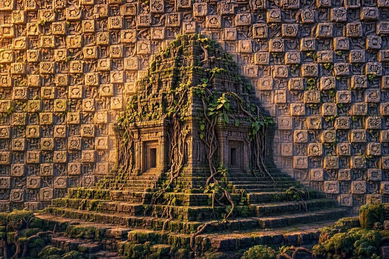 Stereogram Magic Eye Artwork Hiding A Detailed 3D Ancient St…