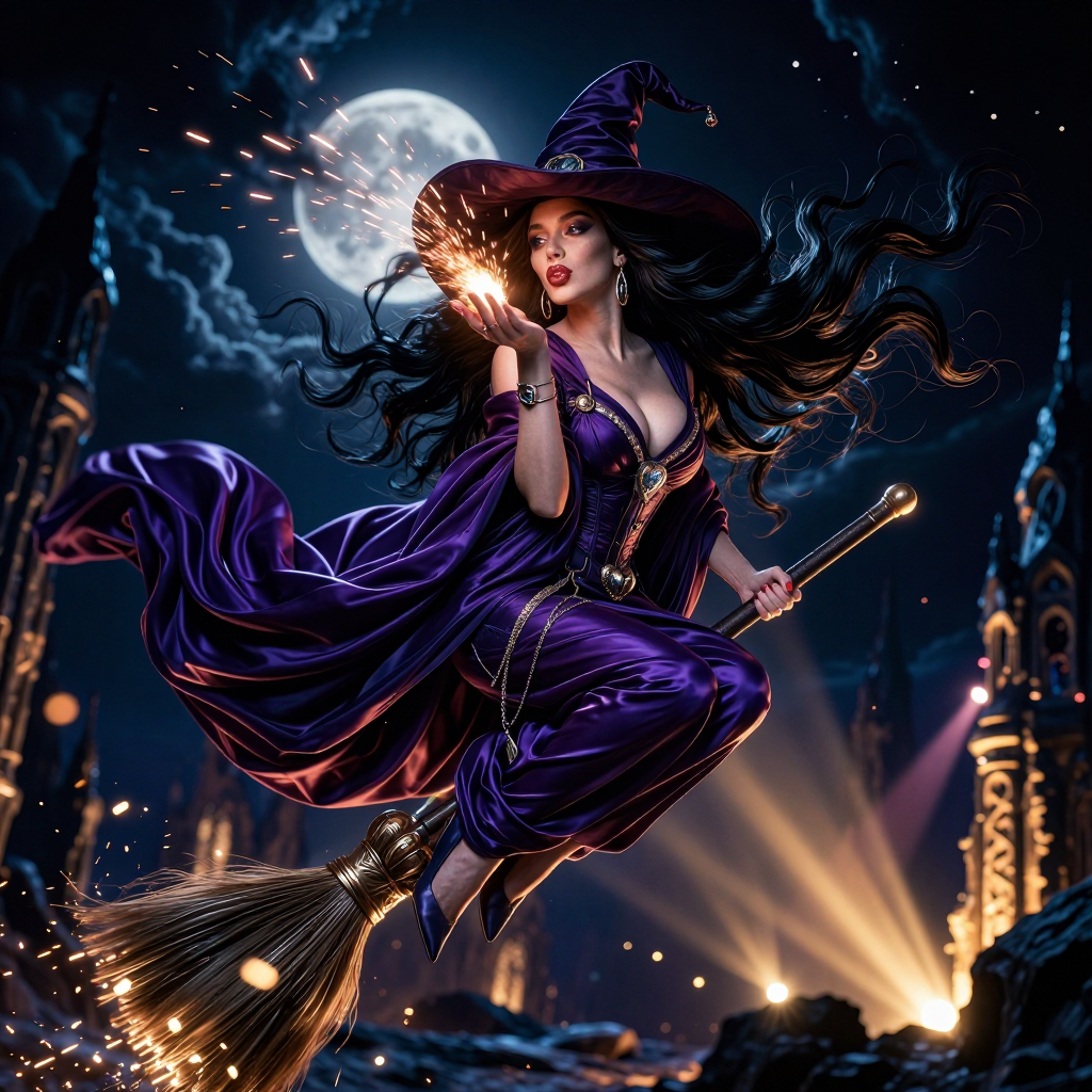 Raven hair and ruby lips, sparks fly from her fingertips...…