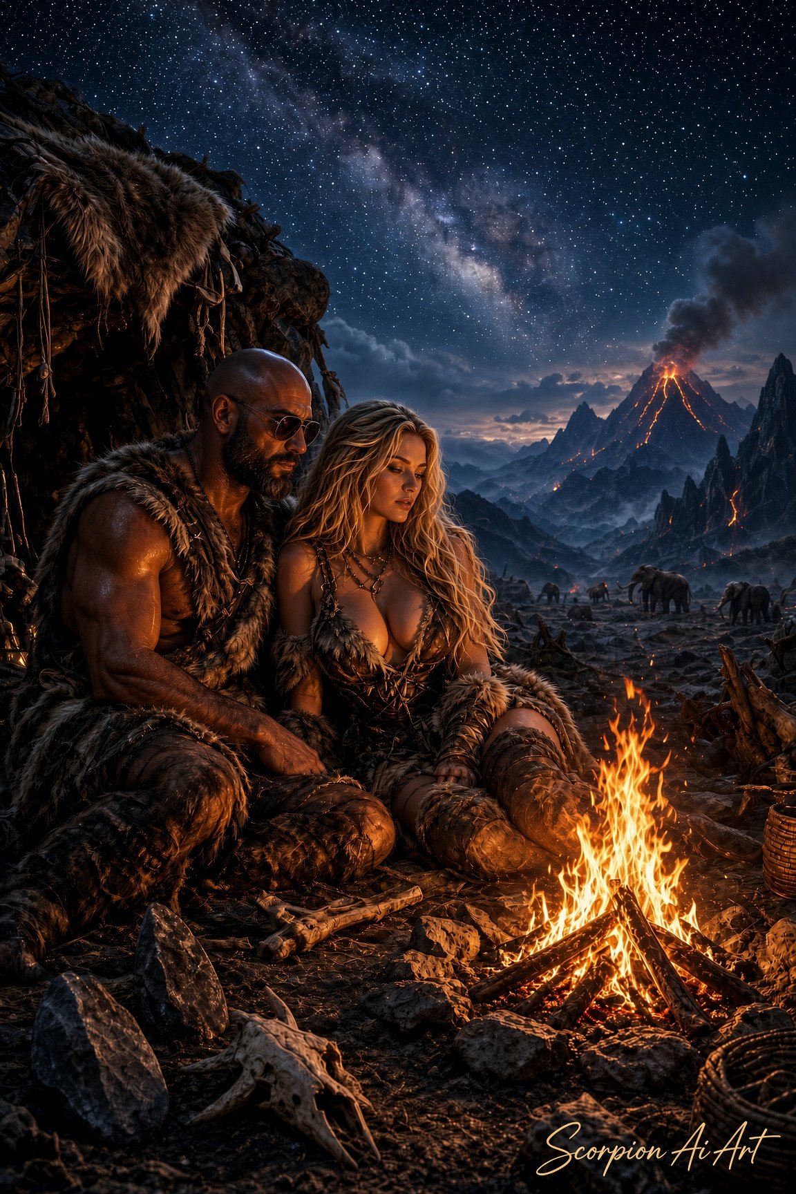 🔥 Day 1 – First Fire • #AiStoneAge Hosted by @GuruScorpion The Paleolithic world begins with a spark…