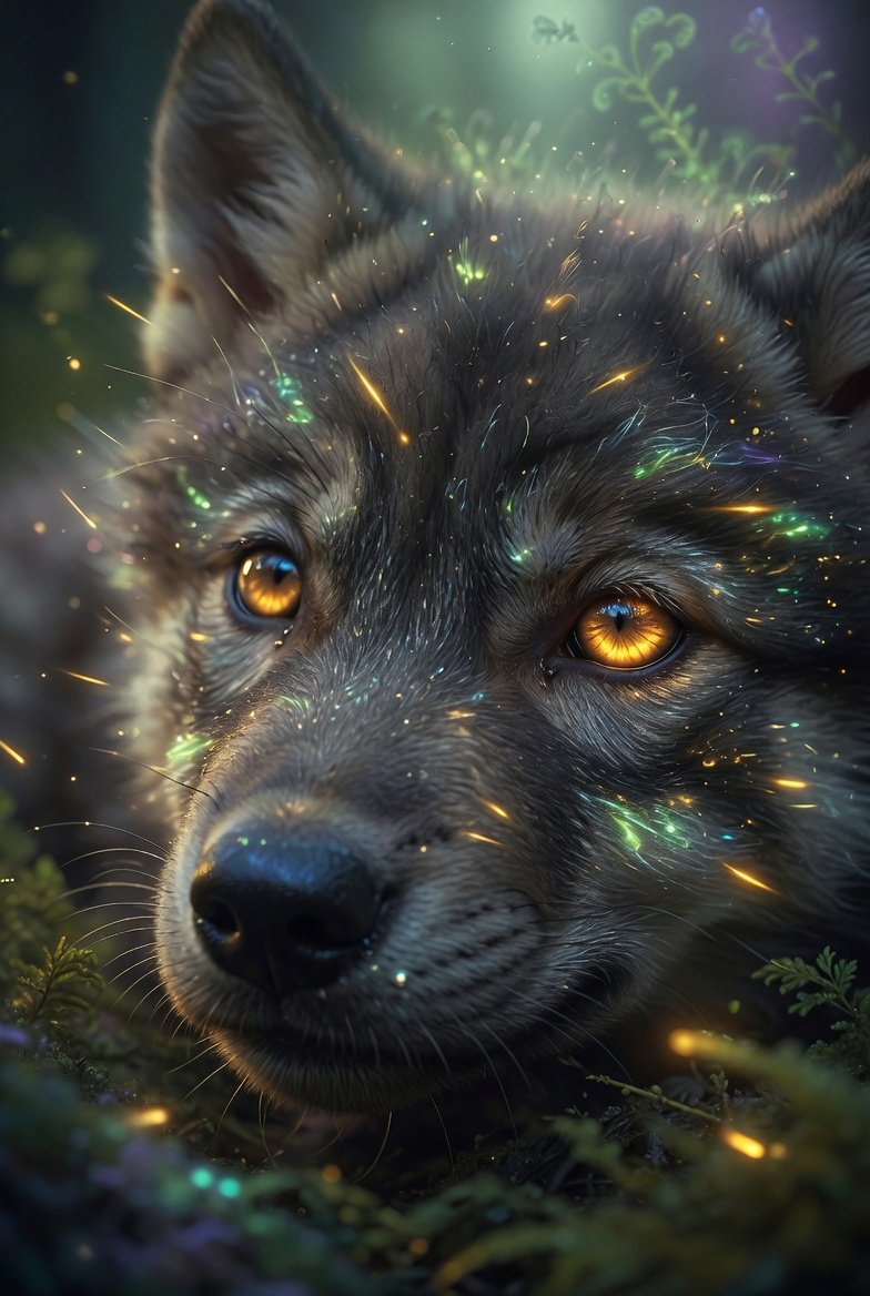 ~ May AI Art Challenge ~ #SeasonofFirstBreath “Wolf Pup Eyes Opening” A journey through birth, insti…