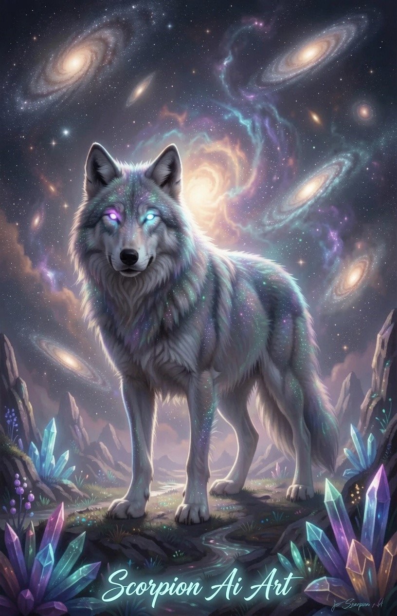 #WolfWednesday #aiartcommunity “Cosmic Wolf”