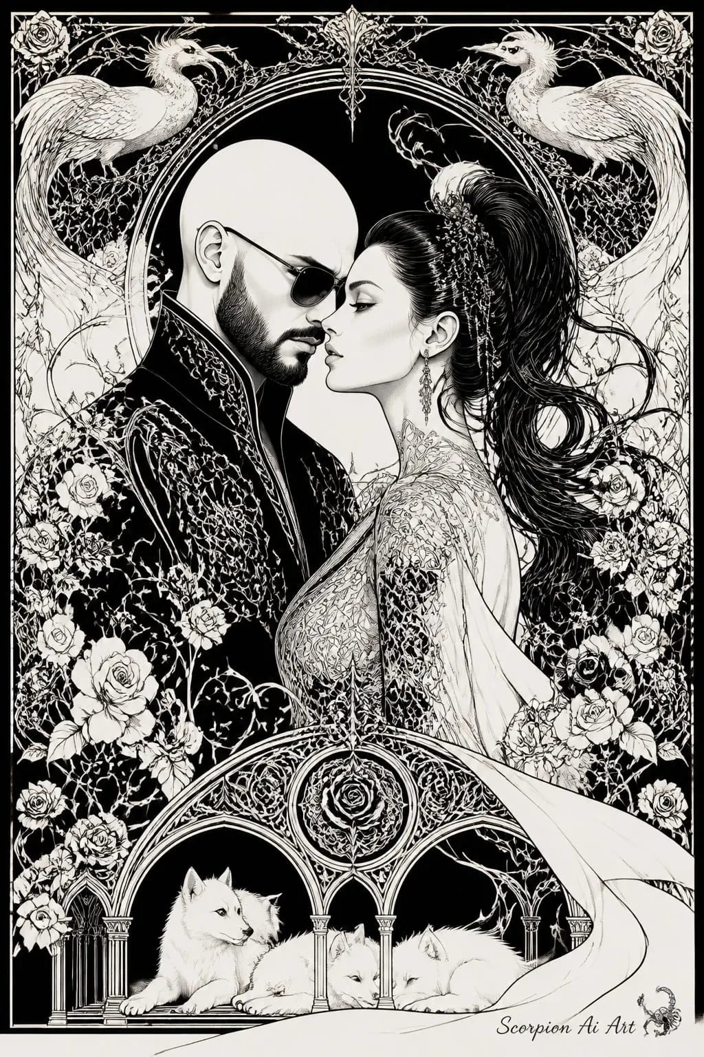 #AI2WChallengeRound2 by @cyberpopdreams.bsky.social Day 3 - Aubrey Beardsley