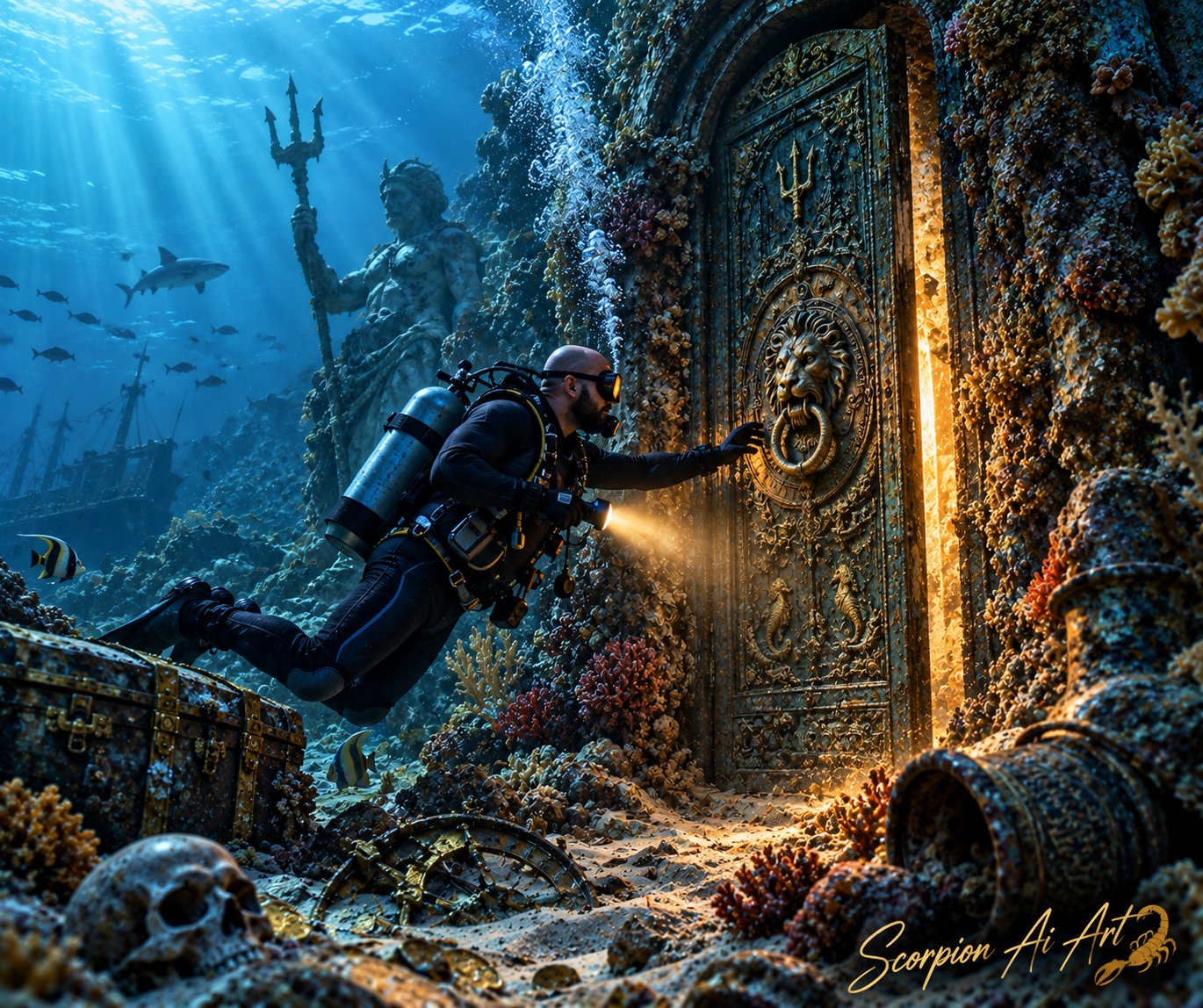 #dailyspark a diver finding a door on the seafloor