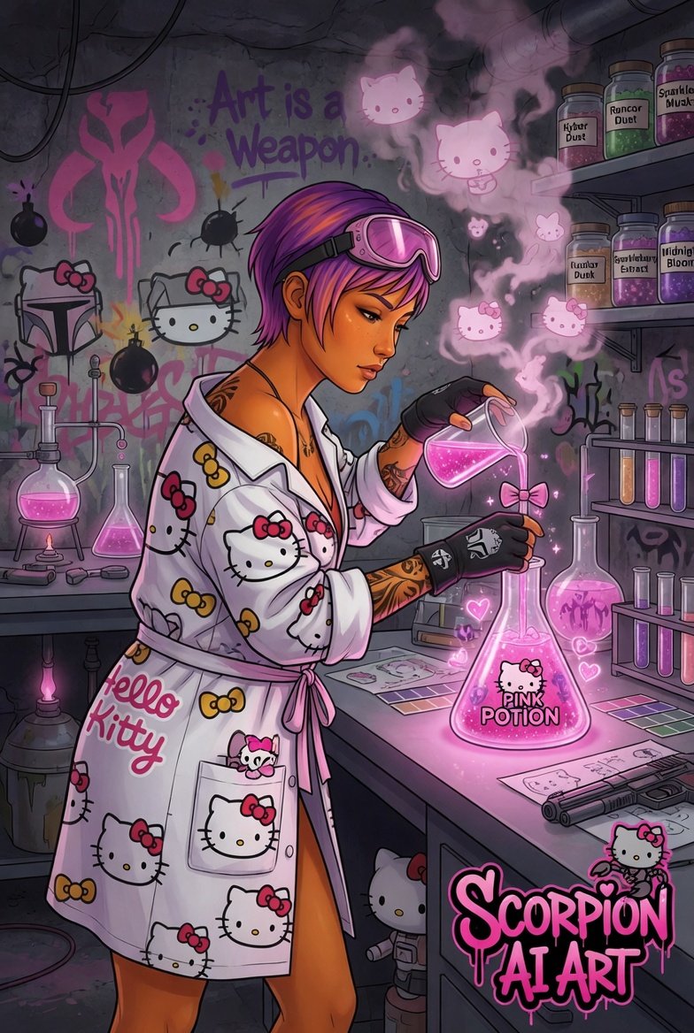 Pink Potion 🧪 💕 Special Edition TFTT @gigisaiart247 She stumbled into the lab at sunrise, still half…