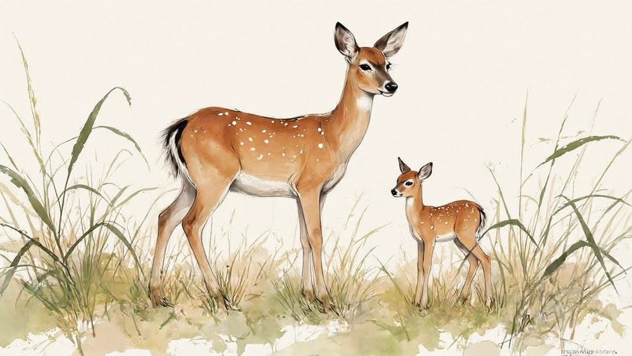 Day 8: Mother Deer & Fawn in Tall Grass — Camouflage and Quiet Protection — Guided by Instinct (Bond…