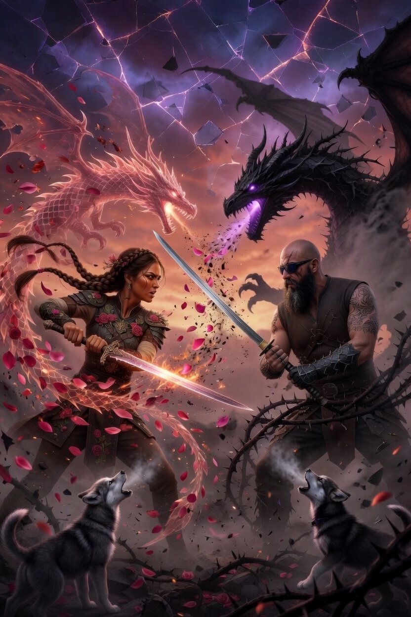#AllThingsSpring April Challenge #aiartcommunity All Welcome to Join Day 15 RoseBlade Duel