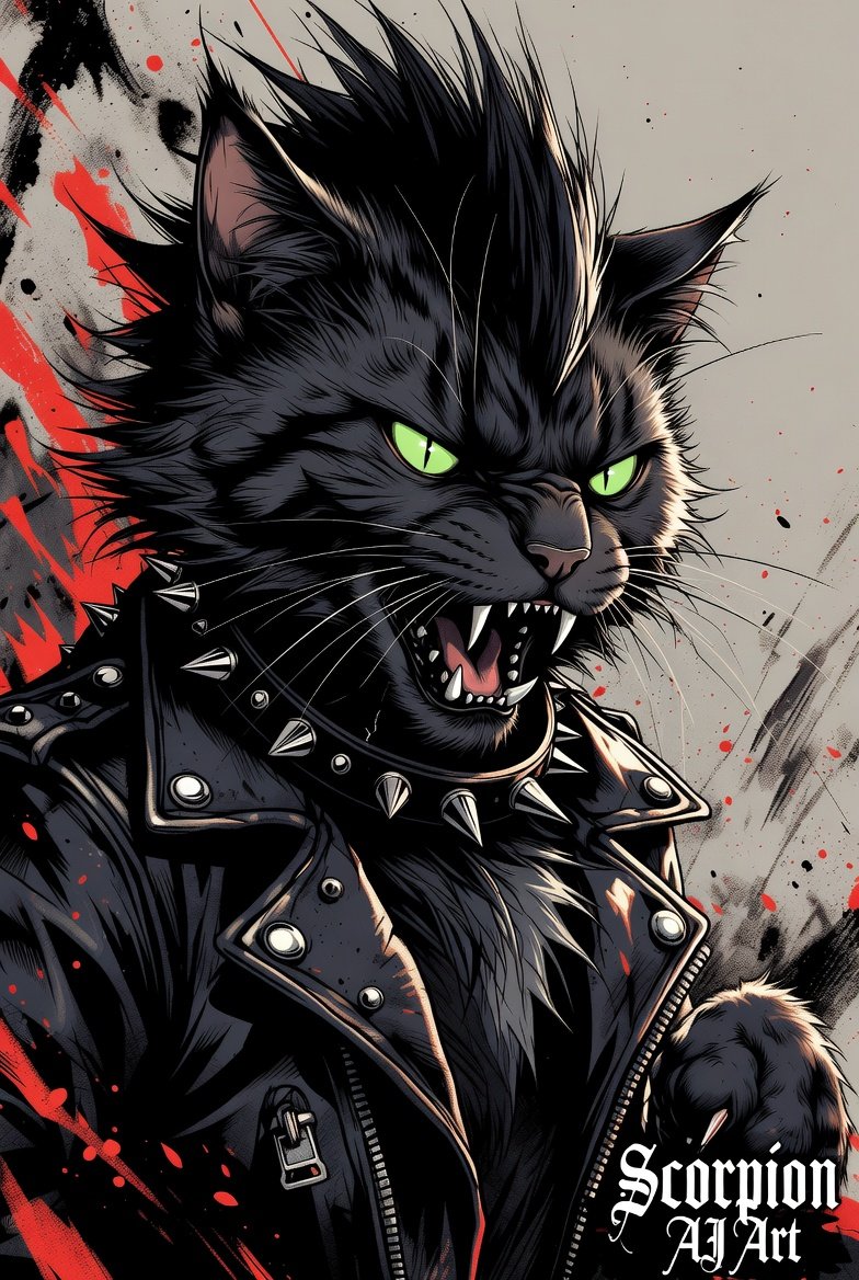 #QP #Caturday Punk #aiartcommunity Rock the CatsBar by the Spayed Cats 😂😂😂😂 Enjoy the rest of your S…