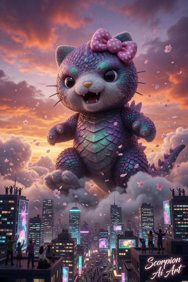 #hellokitty #godzilla #caturday Cuteness Kills 😹😻