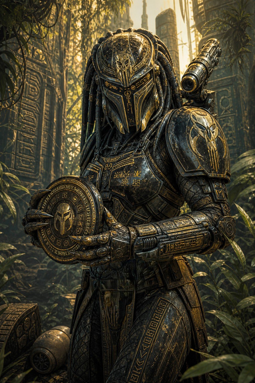This is my favorite in the Yautja/Predator-raised-by-a-Mandalorian series.