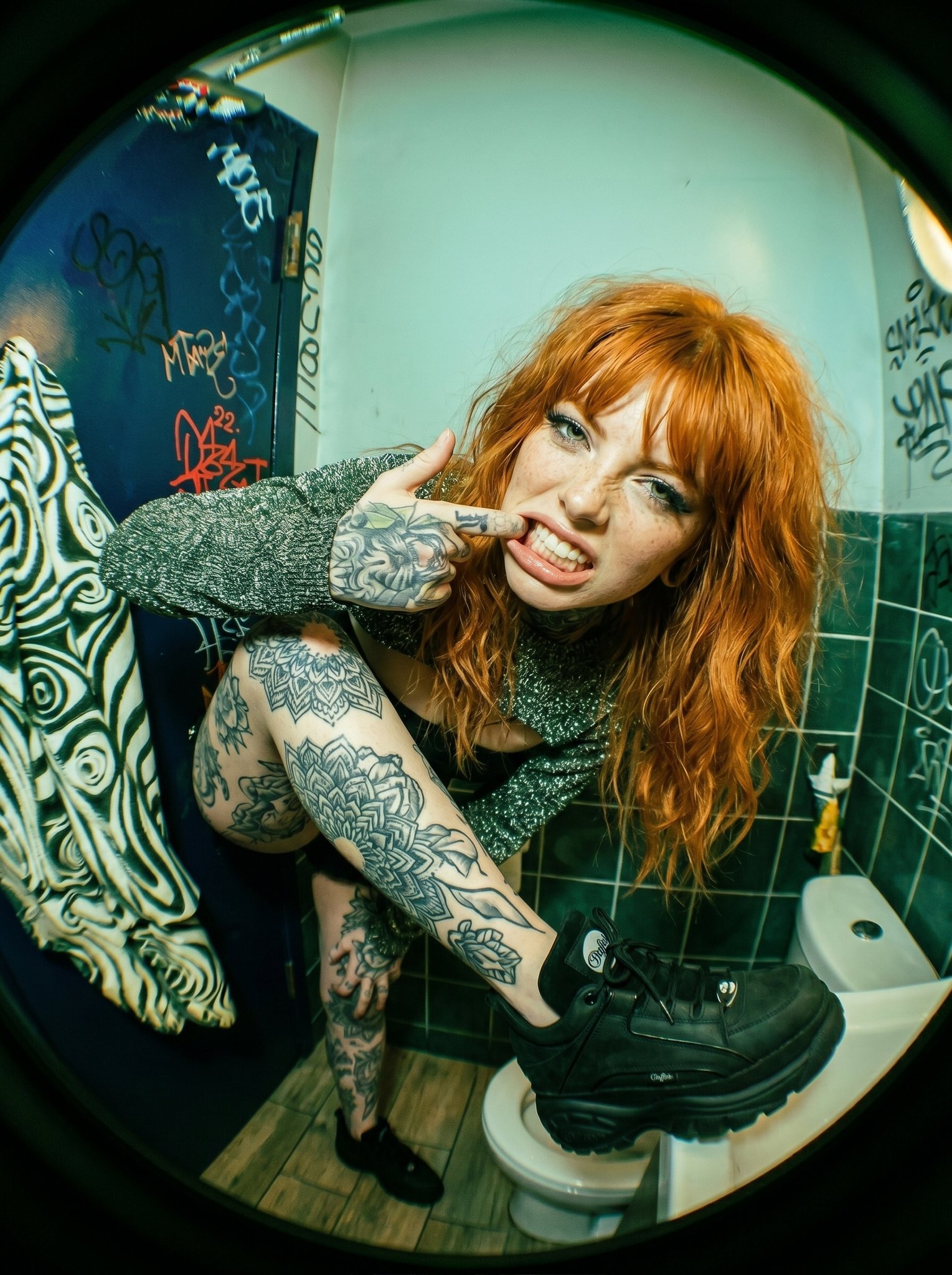 When the club bathroom becomes your personal studio.