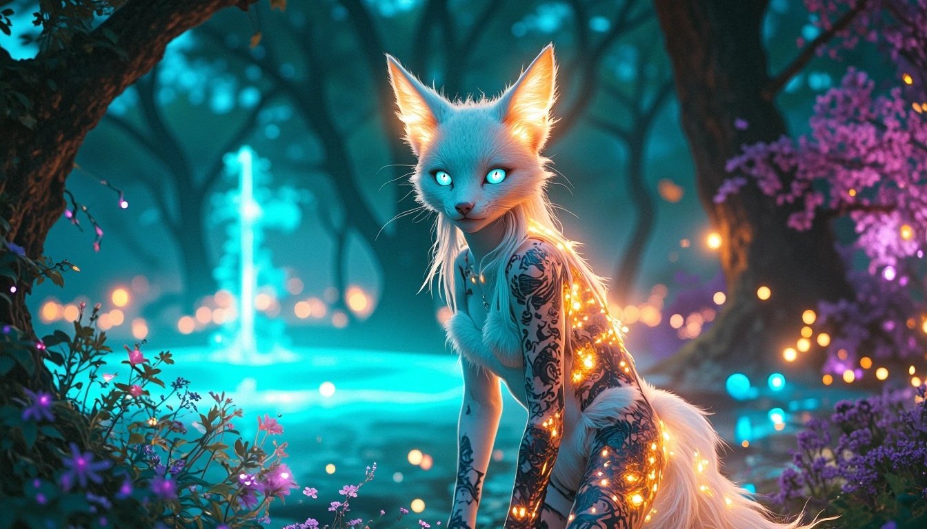 "Deep in Foxy Forest" 🌺🦊🐈⬛ #DarkMirror via #MirrorizeAI 🪞 @Mirrorize #Kitsune #FoxyFridays #AIart️️…