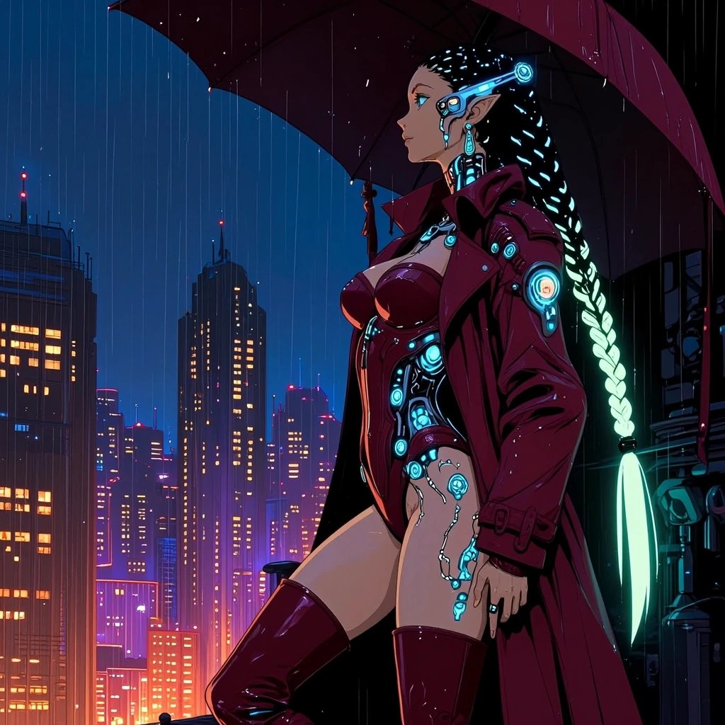 Cyberpunk Elf / Burgundy / Neon Rain #SepJedAi26
