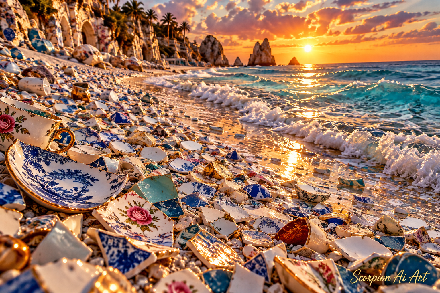 #dailyspark a beach made entirely of broken china