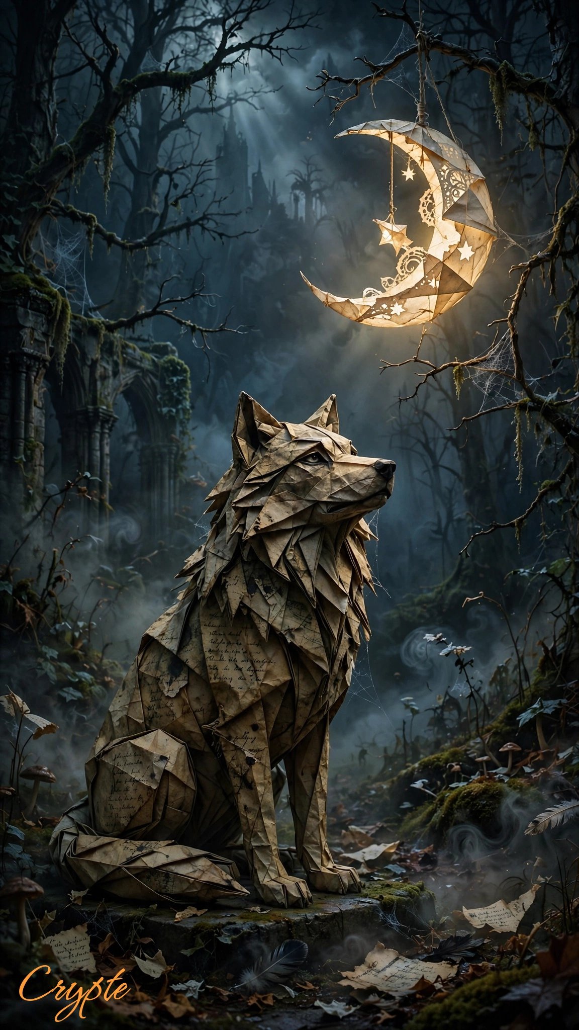 #dailyspark "An origami wolf guarding a paper moon”🌒🐺