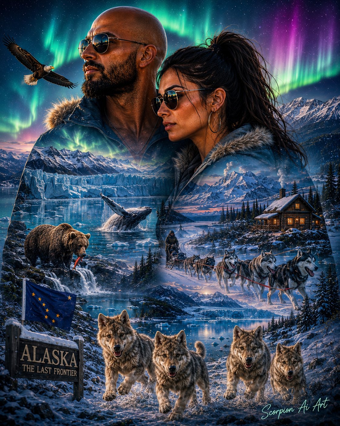 🌌 Day 16 — Alaska (USA) 🇺🇸 #BucketList Challenge • Hosted by Scorpion Ai Art Day 16 arrives on a bre…