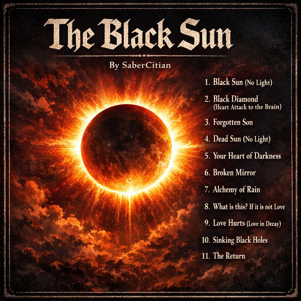 My second Album cover art for, The Black Sun. These songs will be posted later today with art for ea…
