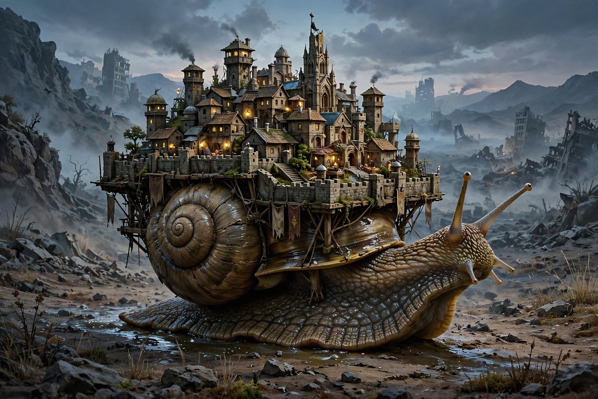 A Snail Carrying The Last City #dailyspark