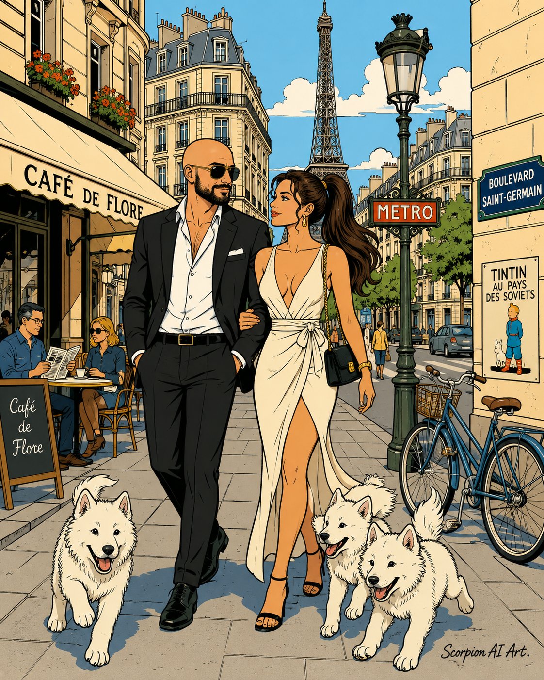 #AI2WchRound3 by @cyberpopdreams Day 3 – Ligne Claire Style